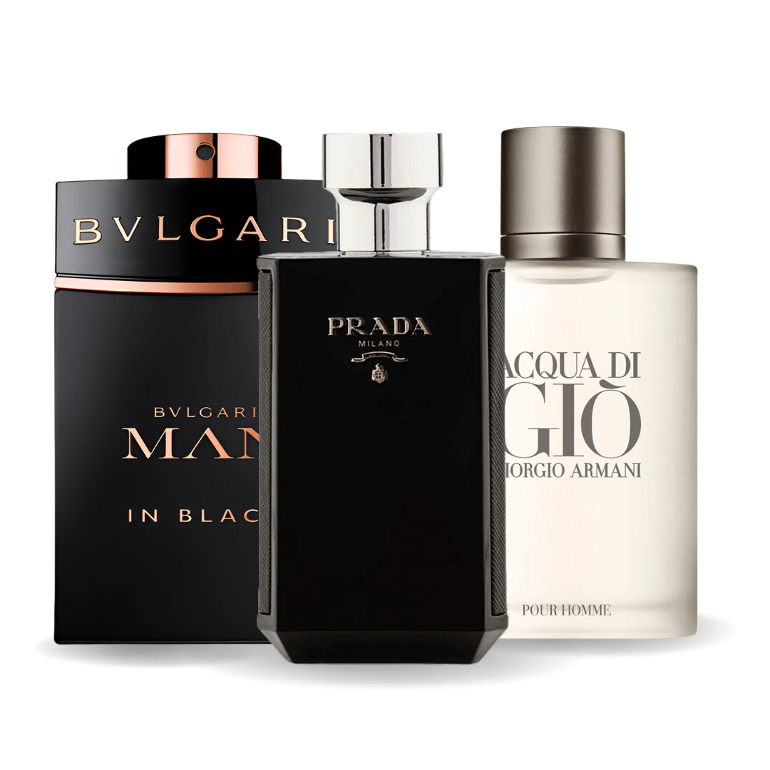 Set de 3 parfumuri: Bvlgari In Black, Giorgio Armani Acqua Di Gio, L'Homme Prada Intense 100ml