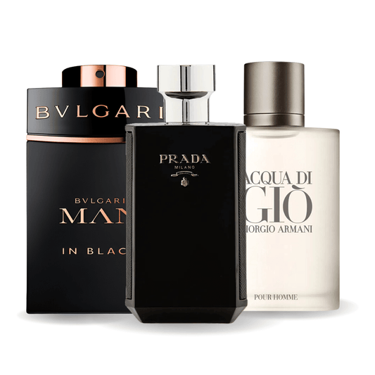 Set de 3 parfumuri: Bvlgari In Black, Giorgio Armani Acqua Di Gio, L'Homme Prada Intense 100ml