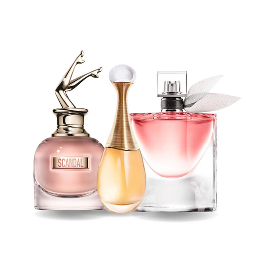 Set de 3 parfumuri: SCANDAL, J'ADORE, LA VIE EST BELLE – 100 ml