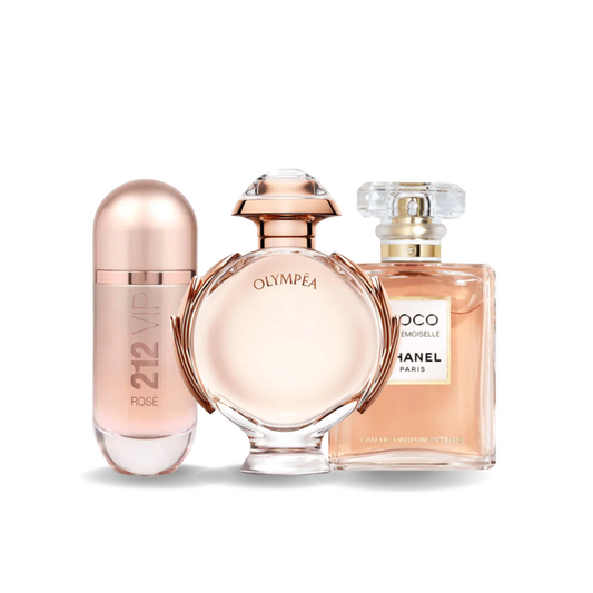 Set de 3 parfumuri: 212 VIP ROSÉ, OLYMPÉA, COCO MADEMOISELLE 100ml