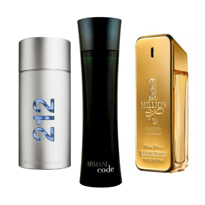 Set de 3 parfumuri: 212 Men NYC, Paco Rabanne One Milion, Armani Code Homme 100ml