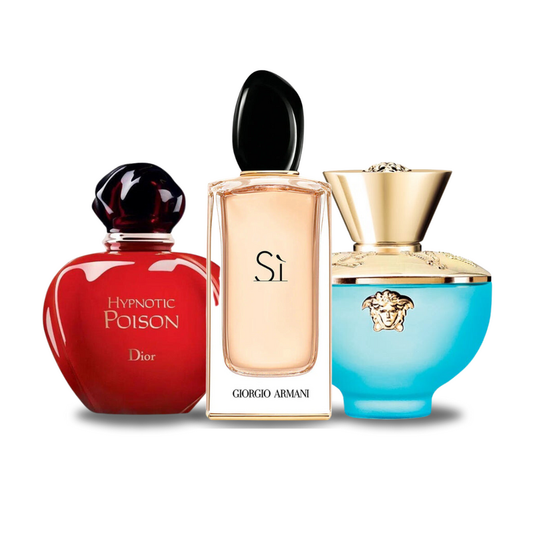 Set de 3 parfumuri: Dior HYPNOTIC POISON, Giorgio Armani SÌ, Versace DYLAN TURQUOISE 100ml